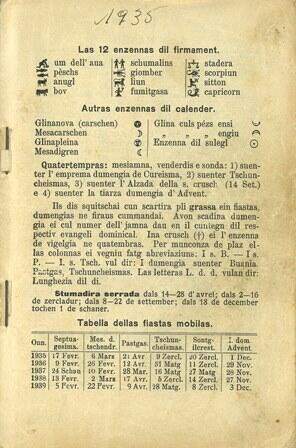 Calender Romontsch / 1935